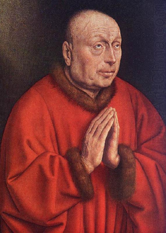 EYCK, Jan van The Ghent Altarpiece: The Donor (detail) china oil painting image